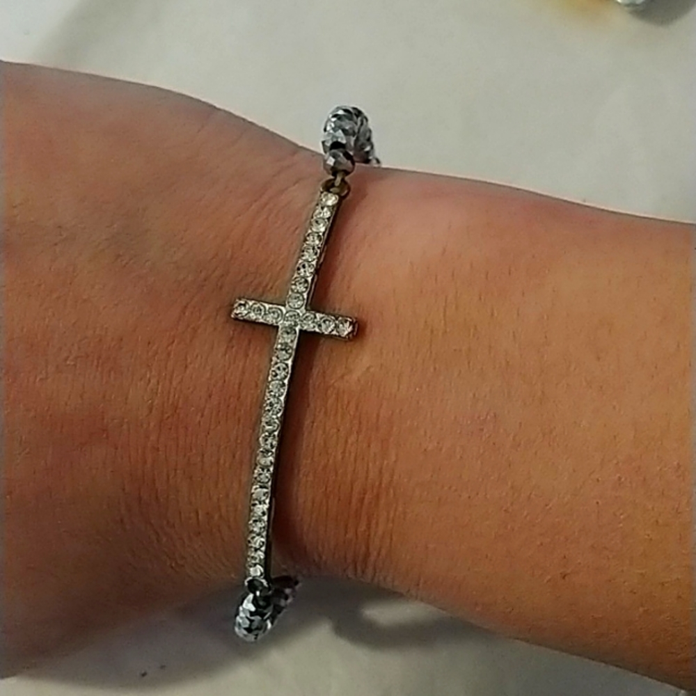 Rhinestone Cross Bracelet